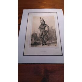Lithographie Xixe .Litho 2 Tons. Portrait En Pied De "Marceau". Lith. De Lacauchie ,Paris, Vers 1840.