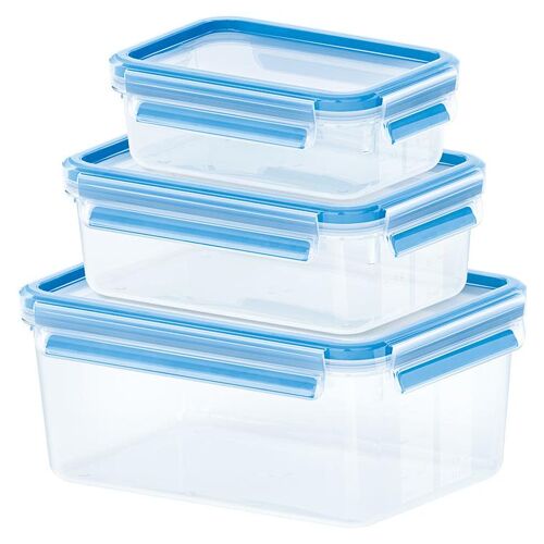 Emsa 508566 Boîte Hermétique Alimentaire Rectangulaire Régler Transparent 3 Pièces