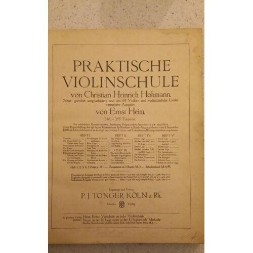 Praktische Violinschule Vont Christian Heinrich Hohmann