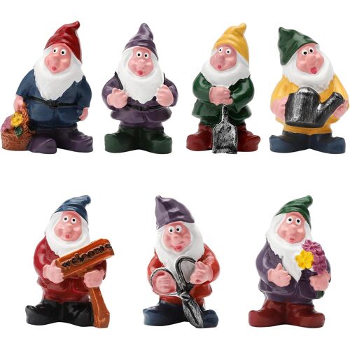 Mevronisshop-7 Pièces Nains De Jardin Miniatures, Nain De Jardin Figure De Jardin Nain De Jardin Drôle Mini Nain Jardin De Fées Figures De Nains De Jardin Miniatures Pour Fête De Décoration De Jard