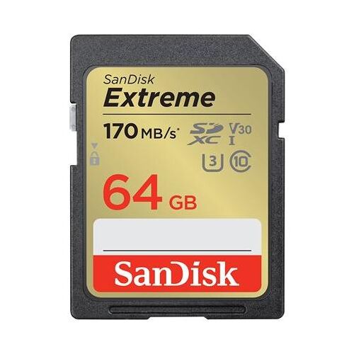 SanDisk Extreme - Carte mémoire flash - 64 Go - Video Class V30 / UHS-I U3 / Class10 - SDXC UHS-I