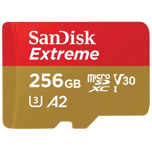 SanDisk Extreme - Carte mémoire flash - 256 Go - A2 / Video Class V30 / UHS-I U3 / Class10 - microSDXC UHS-I