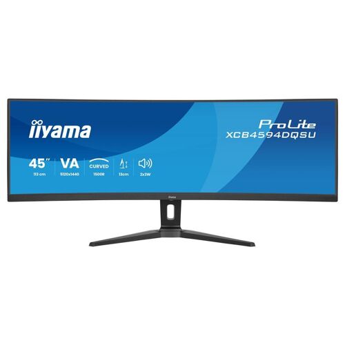 iiyama ProLite XCB4594DQSU-B1 - Écran LED - incurvé - 45" (44.5" visualisable) - 5120 x 1440 Dual Quad HD @ 75 Hz - VA - 450 cd/m² - 3000:1 - 2 ms - 2xHDMI, 2xDisplayPort, USB-C - haut-parleurs - noir, mat