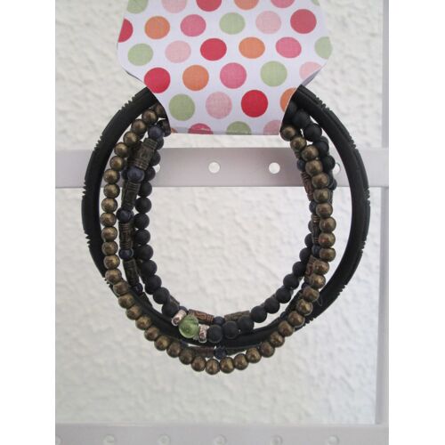 Lot De 5 Bracelets Noirs Et Bronzes