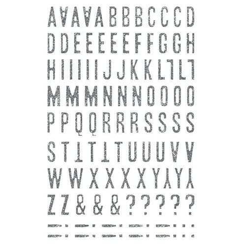 Clairefontaine Glitty, Sach 2 pl 10,5x16cm, Alphabet / chiffres, argent
