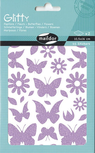 Clairefontaine Glitty, Sach 2 pl 10,5x16cm, Papillons / fleurs, violet