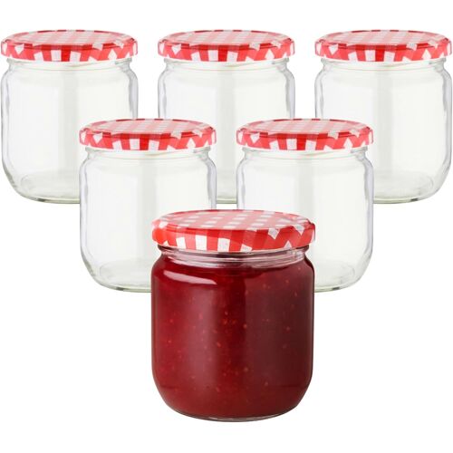 Devitre Lot de 6 pots à confiture avec étiquettes et couvercles 425 ml