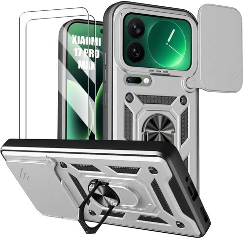 Coque + 2 Verres Trempés pour Xiaomi 17 Pro Max, avec Protection Caméra Anti-Rayures - Argenté - E.F.Connection