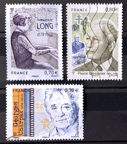 Marguerite Long -Pianiste 0,70€ (Très Joli 5032) + Georges Charpak -Physicien 0,70€ (Très Joli 5034) + Pierre Messmer 0,80€ (Joli 5035) Obl - France Année 2016 - Brn83 - N32022
