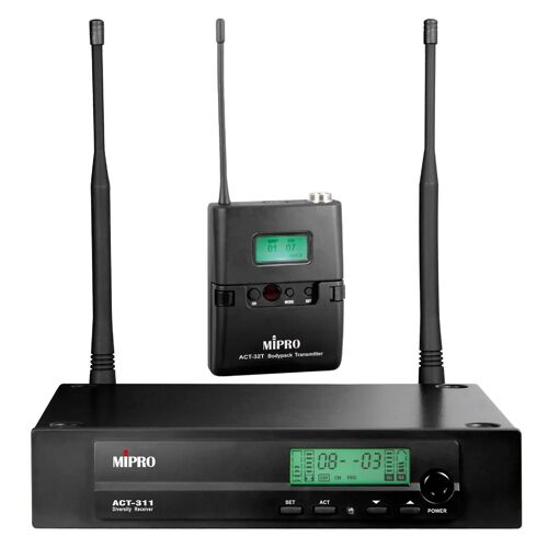 Mipro ACT 311II + ACT32T - Kit émetteur poche + récepteur - Récepteur True Diversity - Fréquences UHF 480-934 MHz