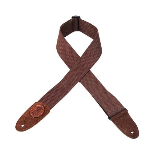 Levy S Levy's Mssc8-Brn - Sangle Guitare Signature Mssc8 - Coton Et Daim - Couleur Brown - Logo Cousu