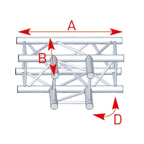 ASZ 33 Angle structure carrée 3 départs 90 degrés à plat 0,71m x 0,50m ASD
