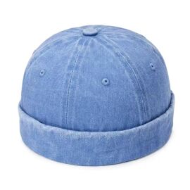 Bonnet Docker/Casquette Sans Visière, En Coton Déléve, Taille Réglable, Bleu
