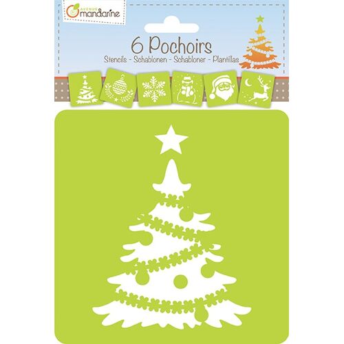 Clairefontaine Set de 6 pochoirs enfants, Noël