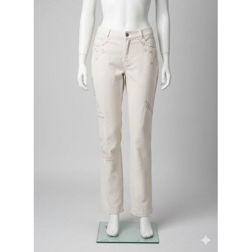 Pantalon En Toile Écru Brodé Taille 40 Alain Manoukian