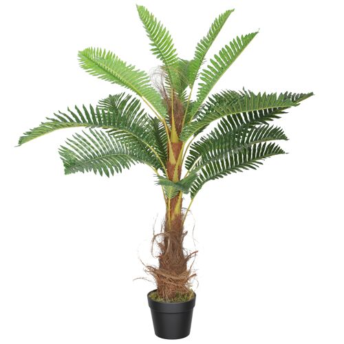 Palmier artificiel H.1 m arbre artificiel tronc branches lichen feuilles grand réalisme pot inclus