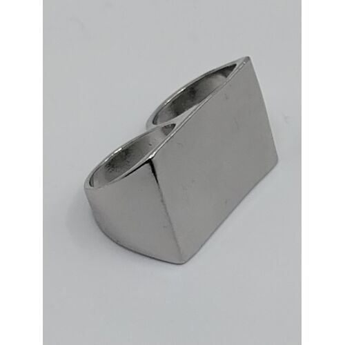 Bague Métal Argenté,Double Bague,Taille 17.83 Mm