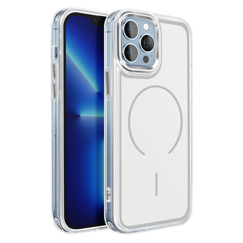 Coque MagSafe pour iPhone 13 Pro Max Conception Hybride Renforcé Blanc