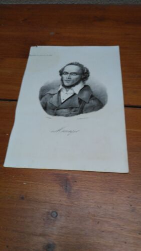 Lithographie Xixe. Portrait En Buste De "Mainzer"(Joseph), Musicologue. Publié Par Krabbe Éditeur À Paris Vers 1835.