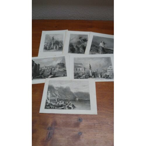 Gravures Xix E. Lot De 6 Jolies Petites Gravures Anglaises Sur Acier. Imprimées Vers 1840. Dessinateurs Et Graveurs Anglais Divers.