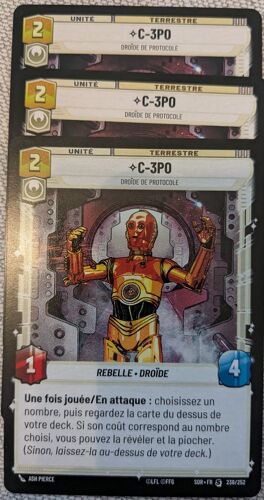 Star Wars Unlimited "C-3po" X3 S Set Etincelles De Rébellion (Sor) #238 Fr