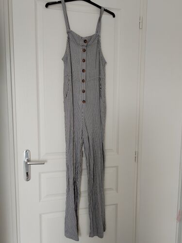 Combi Pantalon Rayée Gris Et Blanc 34 Xs Hollister Neuve