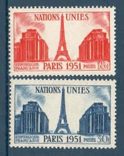8ème Session Des Nations Unies À Paris : Tour Eiffel Et Palais De Chaillot La Paire Année 1951 N° 911 912 Yvert Et Tellier Luxe