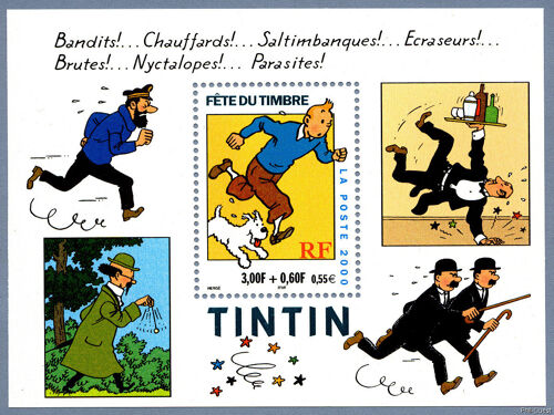 Fête Du Timbre : Tintin Et Les Personnages Principaux Bloc Feuillet 28 Année 2000 N° 3304 Yvert Et Tellier Luxe