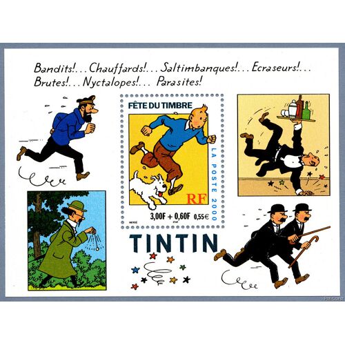 Fête Du Timbre : Tintin Les Personnages Principaux Bloc Feuillet 28 Année 2000 N° 3304 Yvert Et Tellier Luxe