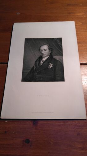 GRAVURE XIXe. Gravure anglaise sur acier, portrait en buste de "GOETHE", publiée à Londres par Mackenzie, vers 1840.