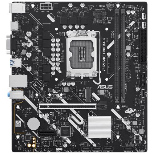ASUS PRIME H810M-K - Carte-mère - micro ATX - Socket LGA1851 - H810 Chipset - USB 3.2 Gen 1 - Gigabit LAN - carte graphique embarquée (unité centrale requise) - audio HD (8 canaux)