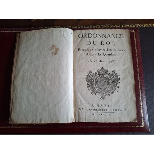 Ordonnance Du Roi Pour Régler Le Service Dans Les Places 1768 Edition Originale