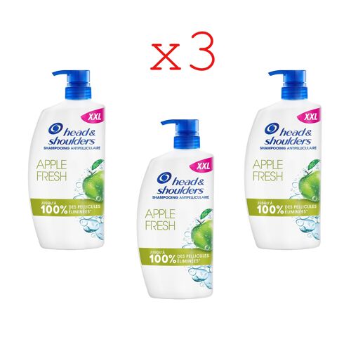 Head & Shoulders Apple Fresh Shampoing Antipelliculaire 1 Litre Xxl ( Lot De 3 ) 