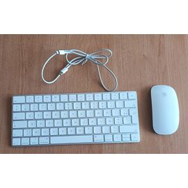 Clavier Apple Magic Keyboard 2 argent + Souris Apple Magic Mouse 2 + câble de charge USB-C vers Lightning 1m