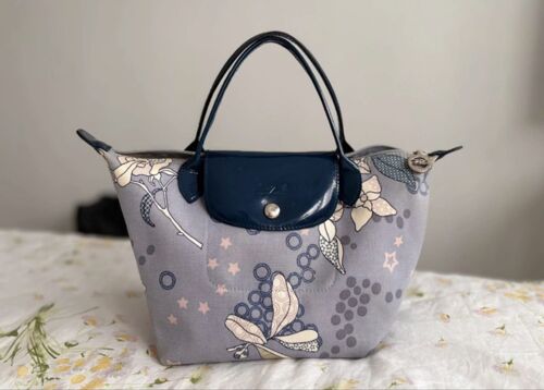 Sac Longchamp Le Pliage Édition Limitée "Flowers &amp; Stars" ¿ Bleu/Gris ¿ Rare