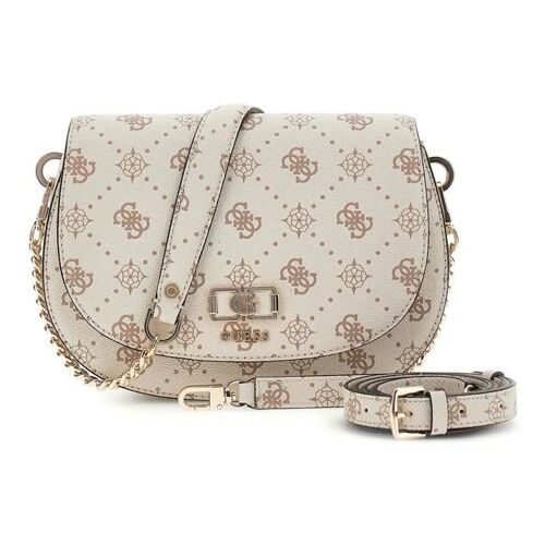 GUESS Sac à épaule crème taupe pour femme - Emelie Logo Flap Shoulder Bag Vanilla Logo 338090