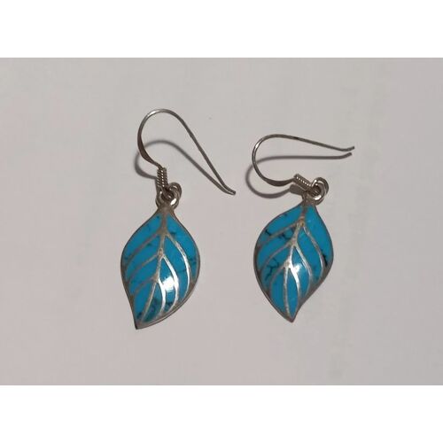 Boucle D'oreille Feuille Bleue