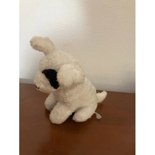 Peluche Chien Assis Bicolore - Noir Et Blanc - Très Doux