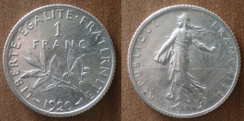 France 1 Franc 1920 Semeuse Roty Piece Argent Francs