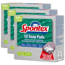 Spontex Lot de 3 Packs de 10 Tampons de Savon Paille de Fer
