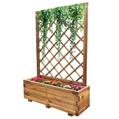 Jardinière Bois Autoclave Classe 3 Avec Treillis 90x31x140cm