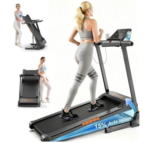 Tapis De Course Pliable Ft61,Tapis Roulant Fitness,Inclinaison Électrique 15 %,Moteur 3.0hp, Vitesse 1¿14km/H,Ecran Led,Support Tab