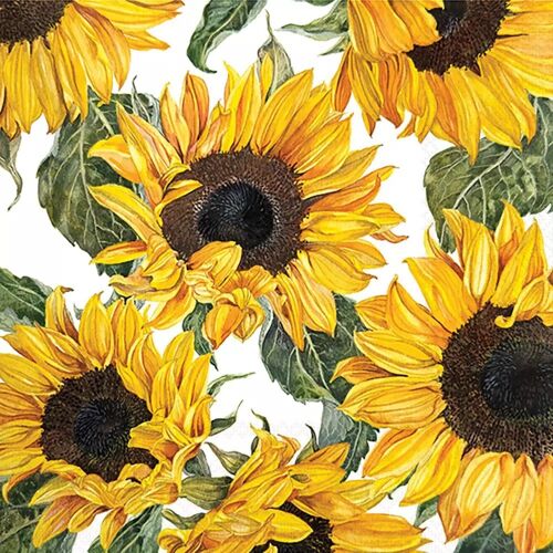 20 SERVIETTES PAPIER TOURNESOL FLEUR 33CM JAUNE