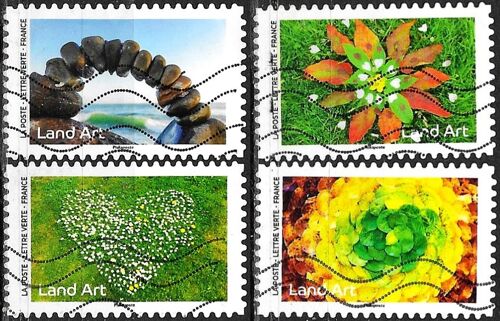 France 2024, Beaux Timbres Oblitérés Issus Du Carnet "L'Art Dans Le Paysage" - Land Art, Yvert 2377 2380 2382 2383.
