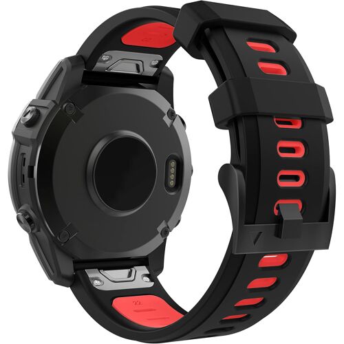 Loranka-Bracelet Compatible Avec Garmin Fenix 7/7 Pro/6/6 Pro/5/5 Plus/Forerunner 965/955/945/Instinct/Instinct 2, Quick Fit 22mm Bracelet De Remplacement En Silicone Souple Bicolore, Noir/Rouge