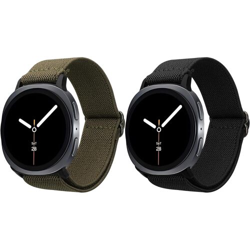 Loranka-Bracelet Compatible Avec Samsung Galaxy Watch 8 Galaxy/Galaxy Watch 8 Classic 46mm Bracelet - 2x Bracelet De Rechange En Nylon Pour Fitness Tracker - Noir-Vert Foncé