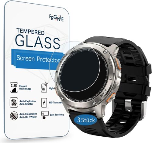 Loranka-Film De Protection D'écran Compatible Avec La Montre Connectée Kospet Tank T3 (Lot De 3) Hd Anti-Rayures Dureté 9h Film De Protection D'écran En Verre Trempé