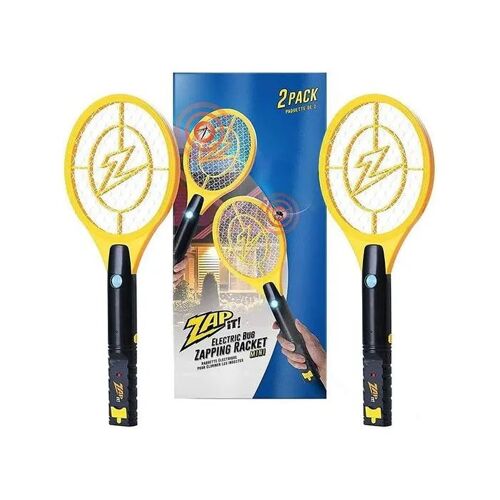 Raquette électrique anti-moustique lot de 2, destructeur insectes 4000V rechargeable USB avec lampe LED, format mini nomade