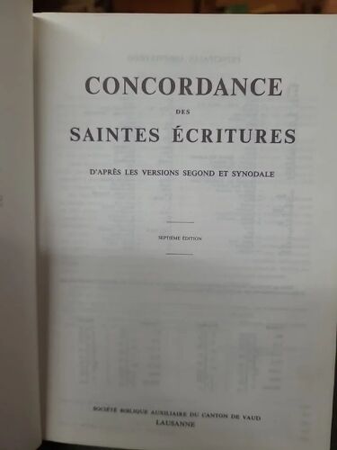 Concordance Des Saintes Ecritures