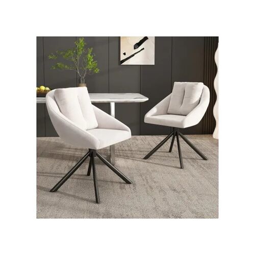 Chaise de salle à manger moderne en velours beige, chaise pivotante élégante et confortable, tissu en velours respirant
